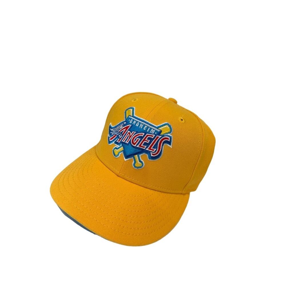Anaheim Angels 50th Anniversary Fitted Hat Size 6 7/8 in Golden Yellow